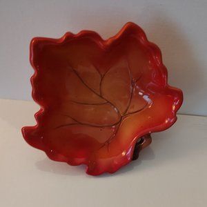 Bella Casa - Ganz - Autumn Leaf Shaped Dish - Reddish Orange